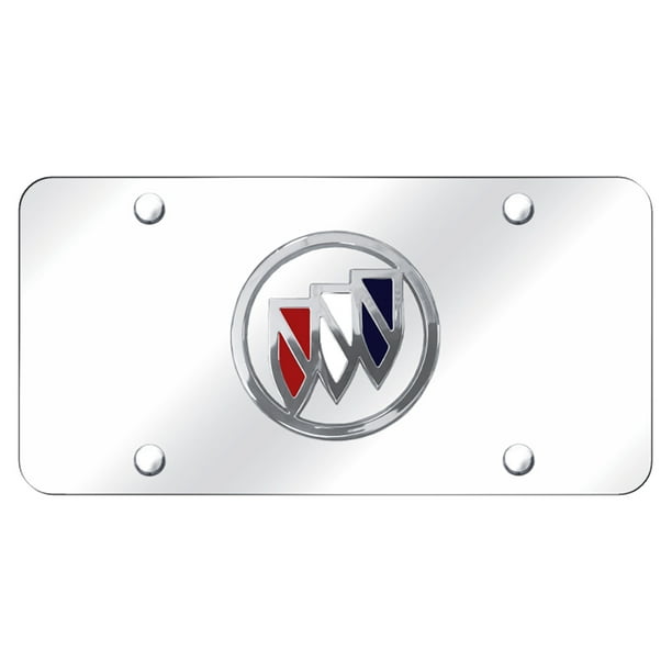 Buick Gold Logo On Polished Stainless Steel License Plate 